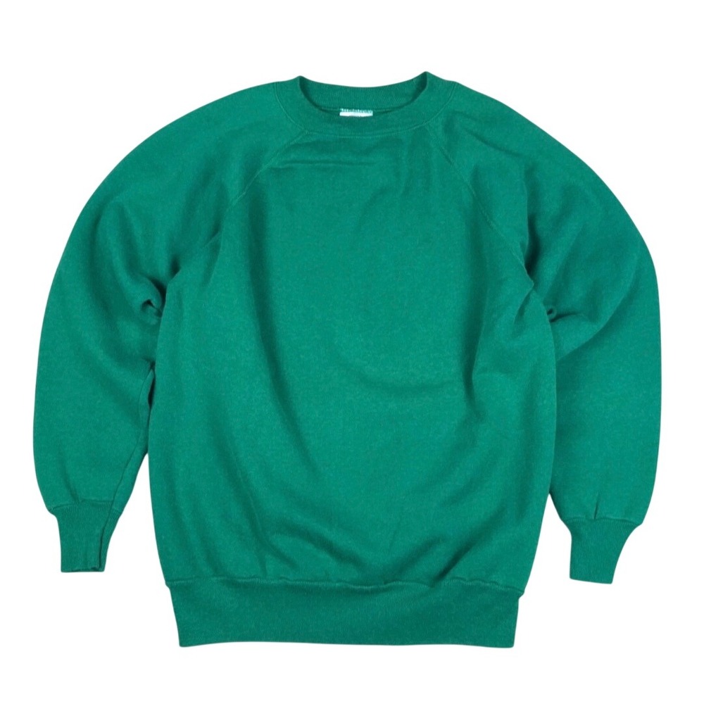 Vtg Pannill Hanes Sweatshirt Mens‎ Large Green 1980s Raglan Crewneck Made in USA